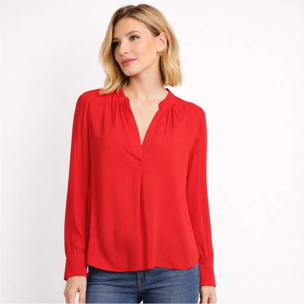 Zadig & Voltaire Tink Blouse Rouge Red XS Viscose Split Neck Top